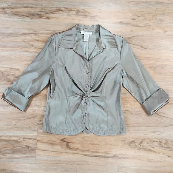 🔺️Jackie Jon NY Iridescent 3/4 Cuffed Sleeve Blouse Size 8 - Picture 1 of 12